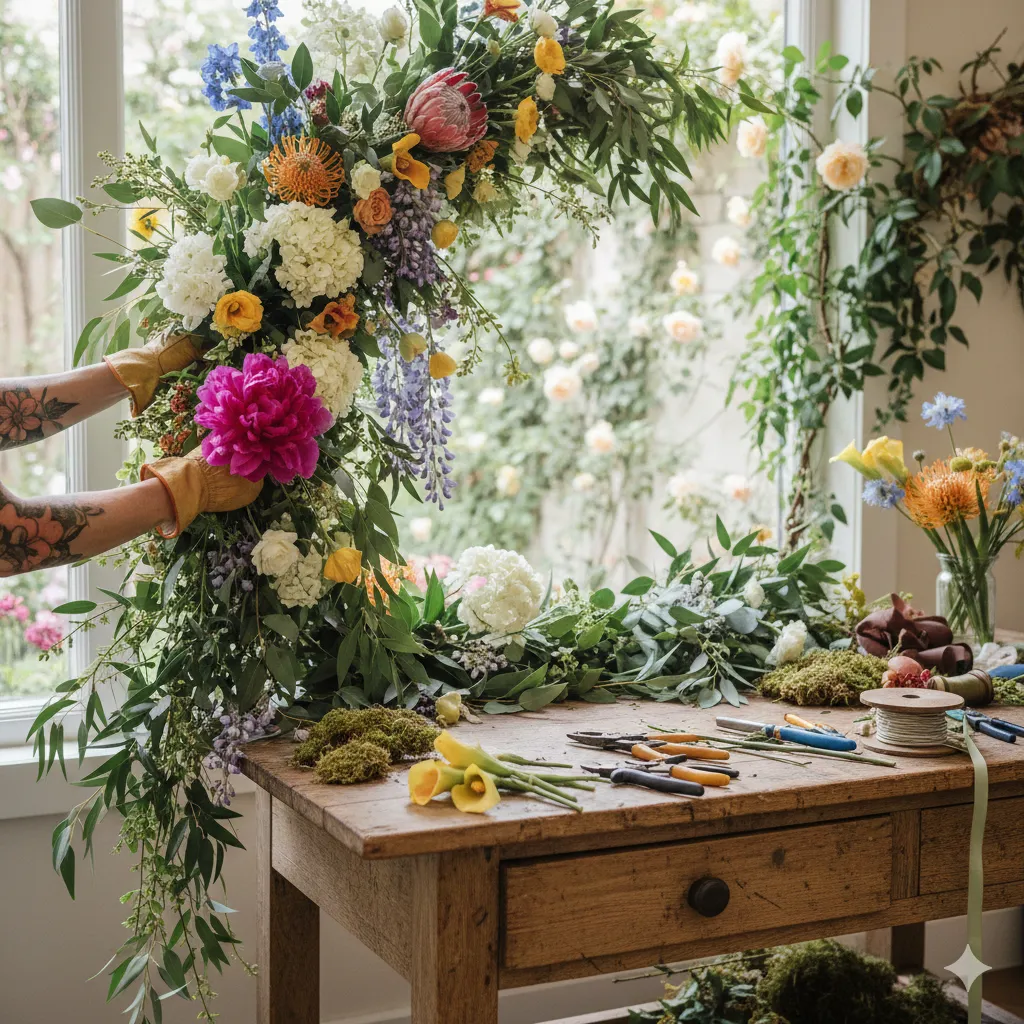 Floral design in progress